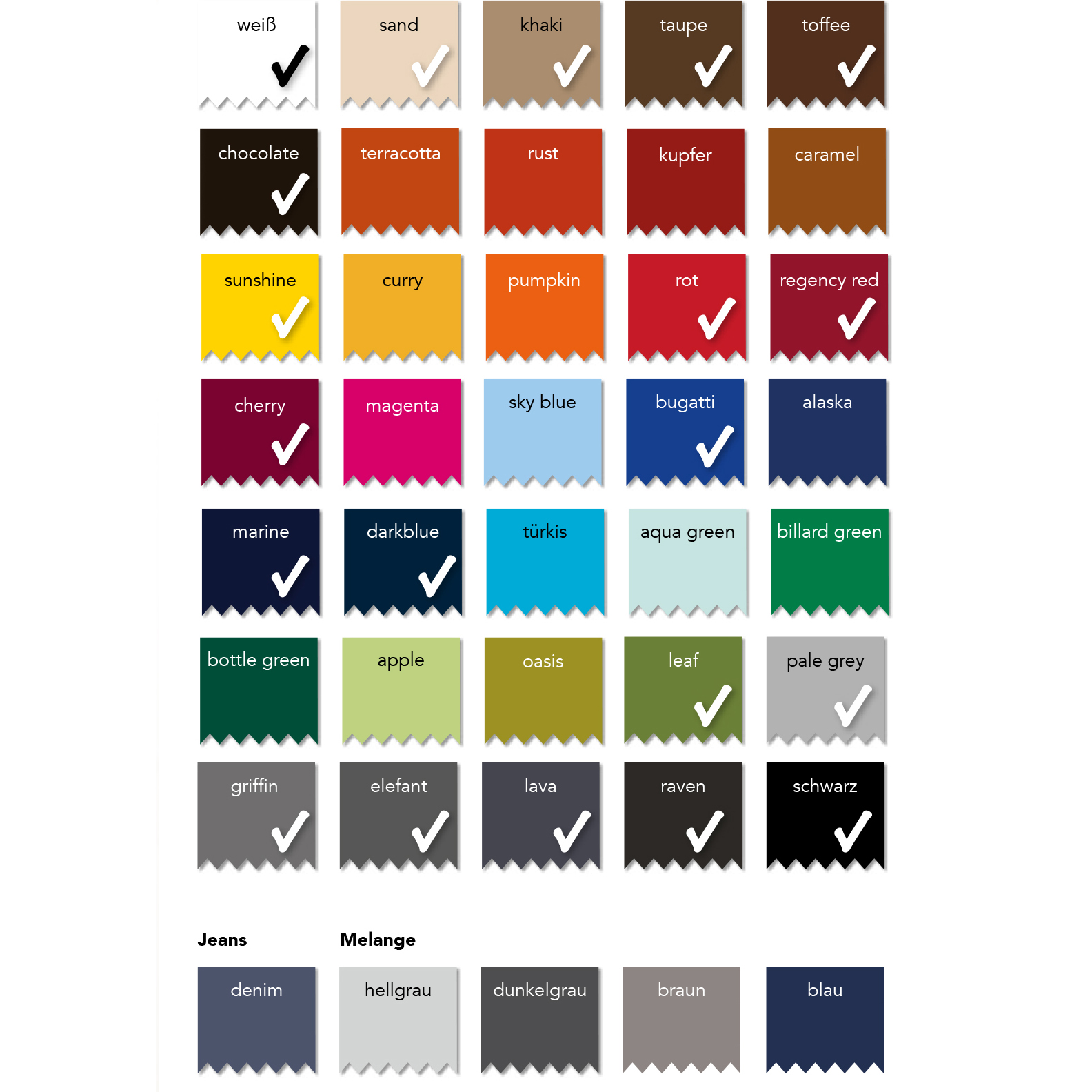 Wählen Sie aus 35 Farben