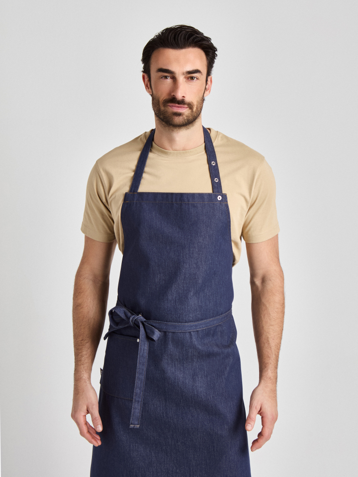 Latzschürze mit Taschen Nucciano Jeans 90 x 75  - denim